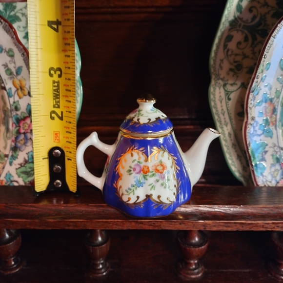 EUC Miniature Cobalt Floral Teapot - Picture 9 of 11